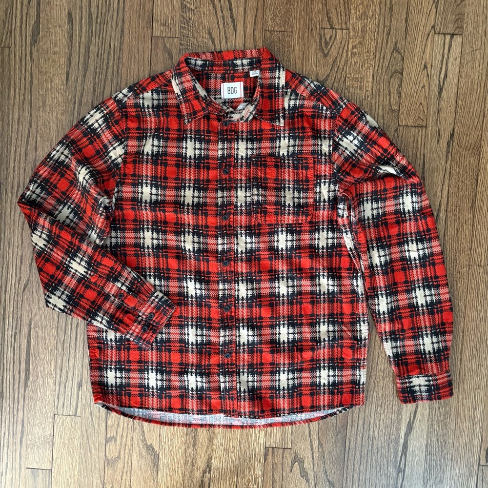 BDG Urban Outfitters Men's/Unisex Retro Lk Evan Plaid Cord Shirt Size L